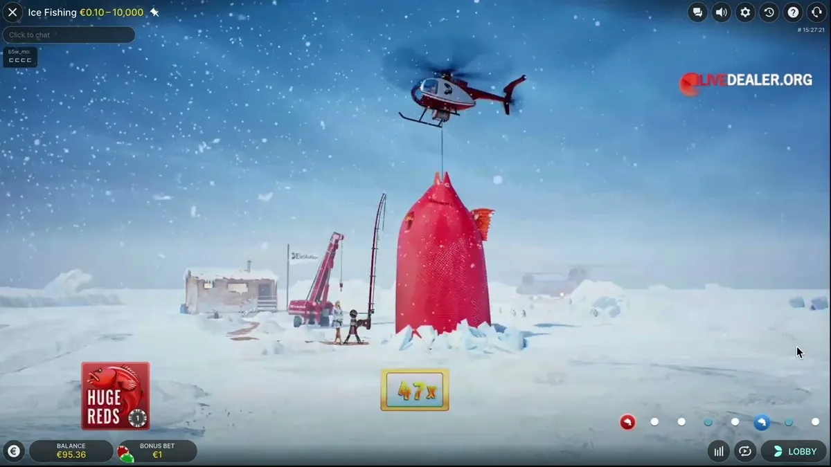 Multiplayer fishing competition in virtual ice fishing game