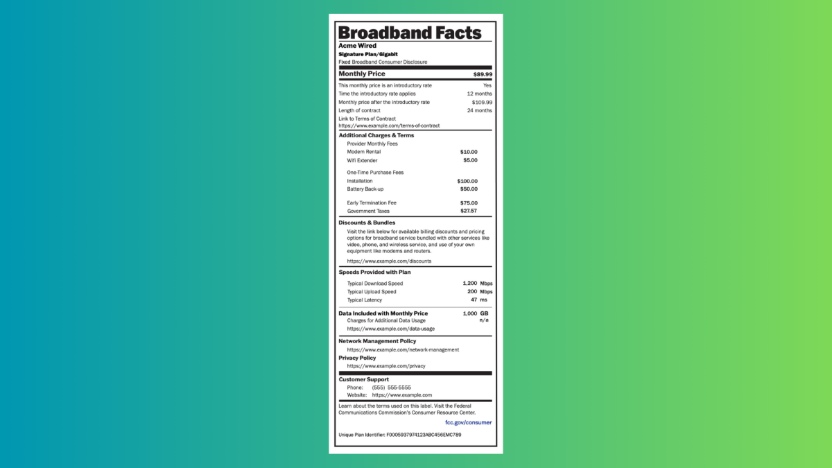 The FCC Now Requires ‘Nutrition Labels’ on Broadband Deals